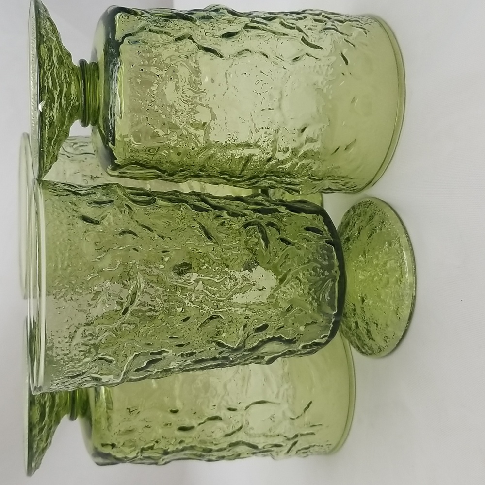 Anchor Hocking Milano Avacado Green Footed Tumblers - Picture 12 of 16